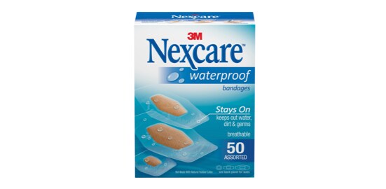 A box of Nexcare™ Waterproof Bandages.
